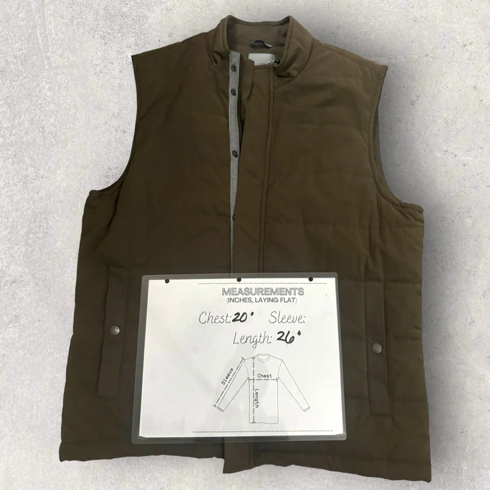 Micheal‎ Stars Quilted Nylon Vest Army Green M Men Sleeveless Fall NWT College